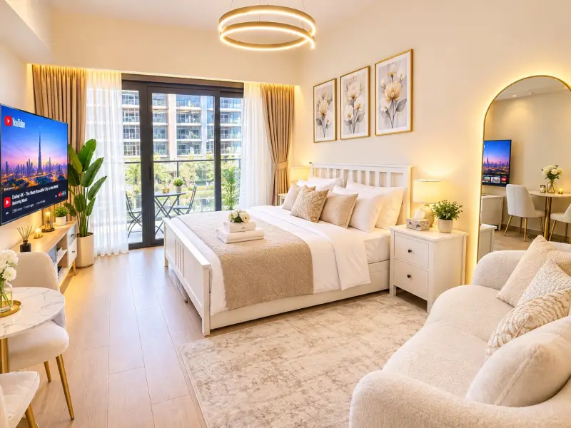 Furnished Studio | Azizi Riviera 34 | Balcony | City View
